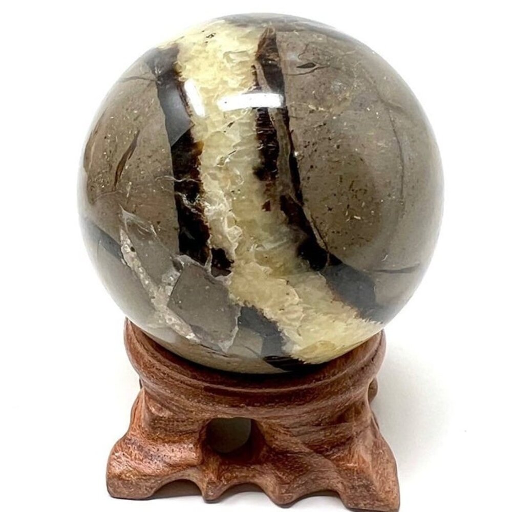 Septarian sphere UV reactive crystal stone rock carving gemstone natural